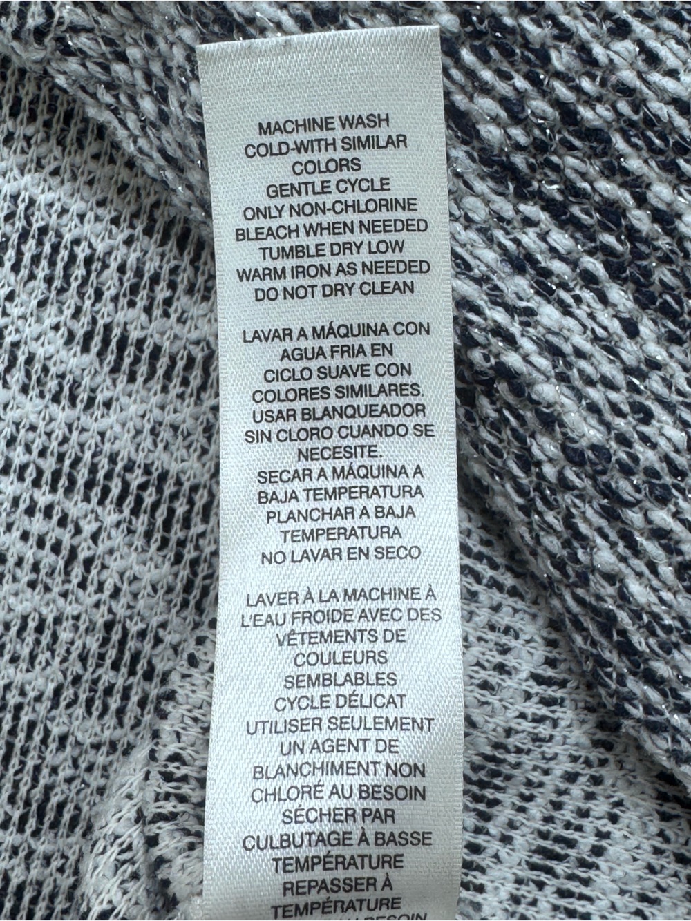 Chico’s Size 3 Gray Marled Knit Sweater Top 3/4 Sleeve Relaxed Fit - Picture 10 of 11